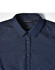 A navy blue pin dot stretch long sleeve shirt with a button-up collar and logo branding on the label.