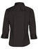 A black women's 3/4 sleeve military shirt with a collared neckline and back yoke detail.