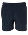 Navy sports shorts with an elastic waistband and a simple design. The shorts feature stitching details and a logo.