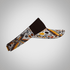 A sublimated hat featuring a vibrant design with orange, black, and white patterns. It has a logo on the side.