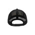A black sublimated hat featuring a mesh back and adjustable strap. Includes a branding logo.