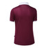 A maroon women's polo shirt featuring a white collar and short sleeves. The shirt has a logo on the back.