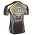 A sporty black and yellow esports jersey featuring a logo and dynamic design elements.