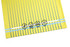A bright yellow handball jersey with blue stripes and a logo at the bottom.