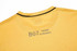 A yellow custom fan wear T-shirt featuring a mesh fabric and a back collar design. It has a logo on the neck.