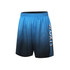 Blue shorts with a gradient design, featuring a logo on the side. Made from a lightweight, breathable fabric.