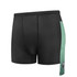 Black shorts with a green accent and a logo on the side. The design features a sleek, minimalist look.