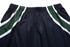 Universal shorts in navy blue with green and white stripes on the sides. Features an elastic waistband.