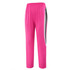 A pair of pink pants with grey side panels and an elastic waistband. The pants have a relaxed fit.