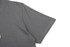 A grey cotton T-shirt with a short sleeve and a logo on the front.