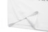 A white cotton t-shirt featuring a folded hem and sleeve, with a logo on the fabric.