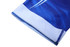 A blue swimming team uniform featuring an anti-chlorine fabric with a white trim and a logo.