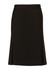 A black women's pleated skirt made from wool stretch fabric, featuring a straight cut and side zip.