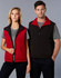 A unisex reversible vest featuring red and black colours, displayed on a male and female model. It includes a logo.