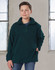 A dark green polar fleece pullover for kids, featuring a quarter zip and a front pocket.