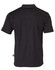 A black short-sleeve polo shirt with a logo on the back, designed for workwear.