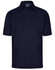 A dark navy men's polo shirt with a collar and short sleeves, featuring buttons and a logo.