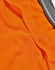 An orange polo shirt featuring a vented design and a grey collar, with a logo present.