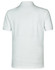 A white men's polo shirt featuring short sleeves and a collar, with a logo on the back.