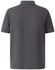 A grey men's polo shirt featuring a collar and short sleeves, with a logo on the back.