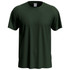 A dark green men's classic T-shirt with short sleeves and a round neckline, featuring a branded tag.