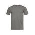 A green fitted t-shirt with short sleeves and a crew neckline, featuring a logo on the label.