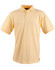 A light yellow men's polo shirt with a collar, short sleeves, and a logo on the chest.