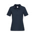 A navy women's heavyweight polo shirt with a collar and short sleeves, featuring a logo.