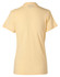 A yellow ladies' polo shirt with a simple design and short sleeves, featuring a logo on the back.