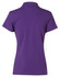 A purple ladies' polo shirt featuring a classic short sleeve design and a collar, with a logo on the back.