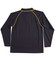 A black long-sleeve polo shirt with yellow detailing and a collar. Features a logo on the front.