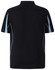 A black short sleeve polo shirt featuring contrasting white accents and a logo on the back.
