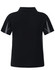 A black polo shirt featuring grey detailing and a logo on the back.