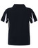 A navy polo shirt with white detailing, featuring a collar and short sleeves, and a logo on the back.