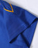A blue polo shirt featuring contrast stitching, with a close-up on the collar and sleeve detail.