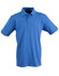 A blue men's polo shirt with a collar and short sleeves, featuring a logo on the chest area.