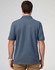 Men's cotton stretch polo in a blue hue, featuring a classic collar and short sleeves; includes a logo.