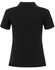 A black ladies cotton stretch polo shirt with short sleeves and a collar, displaying a logo on the back.