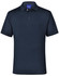 A navy men's polo shirt with a collar, short sleeves, and a three-button placket. It features a logo.