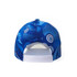 A blue sublimated sport cap with a patterned design and a white adjustable strap at the back.