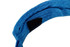 A blue soft peak visor with a textured band and a small black branding area at the back.