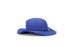 A wide-brim hat in blue, featuring ventilation eyelets and an adjustable chin strap.
