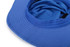 A wide-brim hat in vibrant blue, featuring a textured surface and flexible fabric interior. It has a logo tag included.