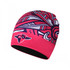 A bright pink bucket hat featuring a bold graphic design and a logo.