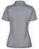A grey polo shirt with a fitted design and a collar, featuring a logo on the back.