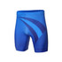 Blue athletic shorts featuring a sleek design and a fitted cut, with a logo on the side.
