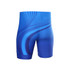 Blue shorts with a wave pattern, featuring a fitted design and a logo on the waistband.