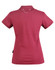 A maroon polo shirt for ladies featuring a classic collar and short sleeves. It has a branding logo on the side.