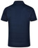 A navy blue men's polo shirt with a textured pattern and a collar, featuring a logo.