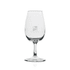 A glass wine taster in clear glass with a stem, featuring a logo on the body.